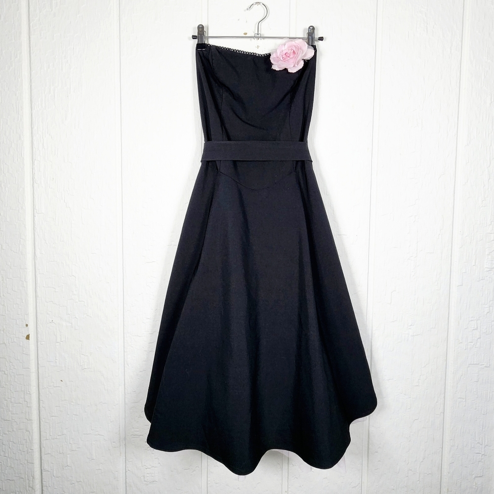 Classic vintage from 90s, 50s style Rockabilly Black strapless dress Size 3